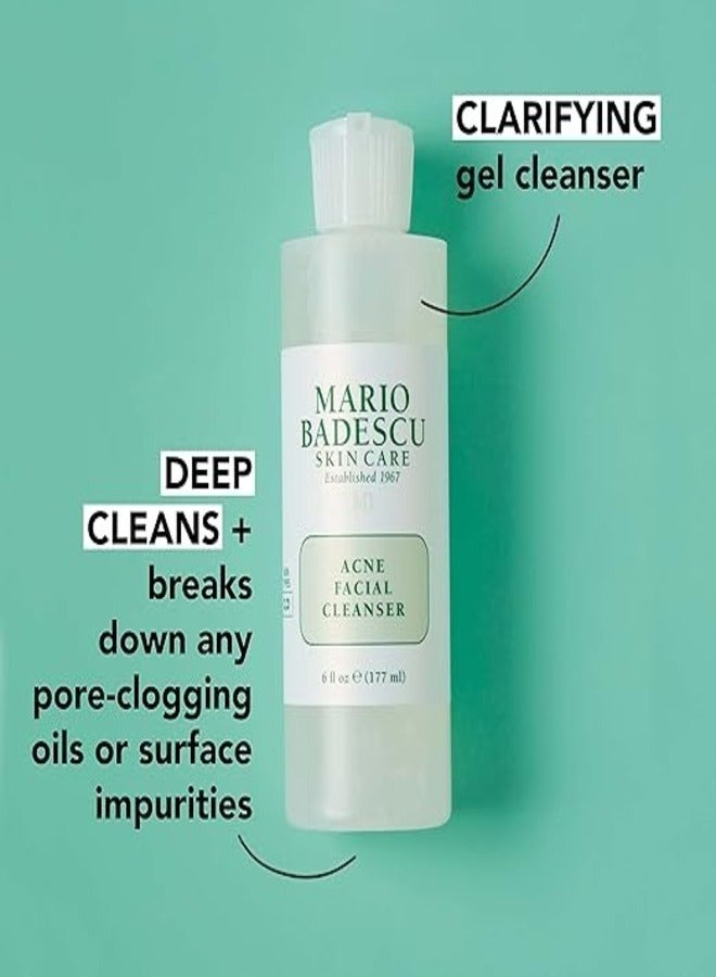 Mario Badescu Acne Facial Cleanser for Combination & Oily Skin, Oil-Free Face Wash with Salicylic Acid & Aloe Vera, Deep Pore Clean 177ml