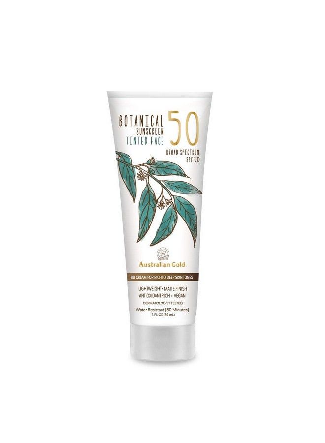 Botanical Sunscreen Tinted Face BB Cream SPF 50 3 Ounce Rich-Deep Broad Spectrum