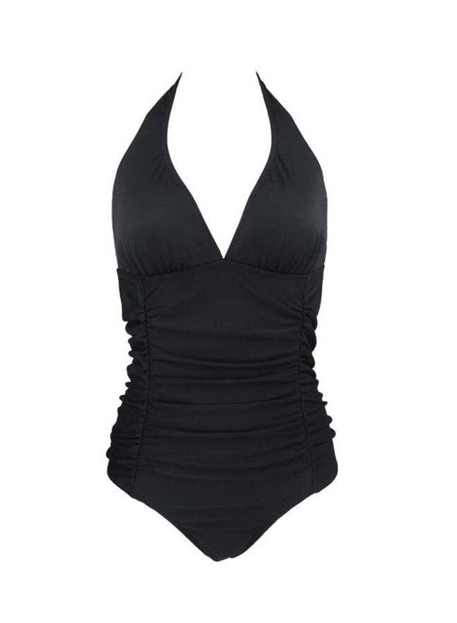 Solid Design Swimsuit Black