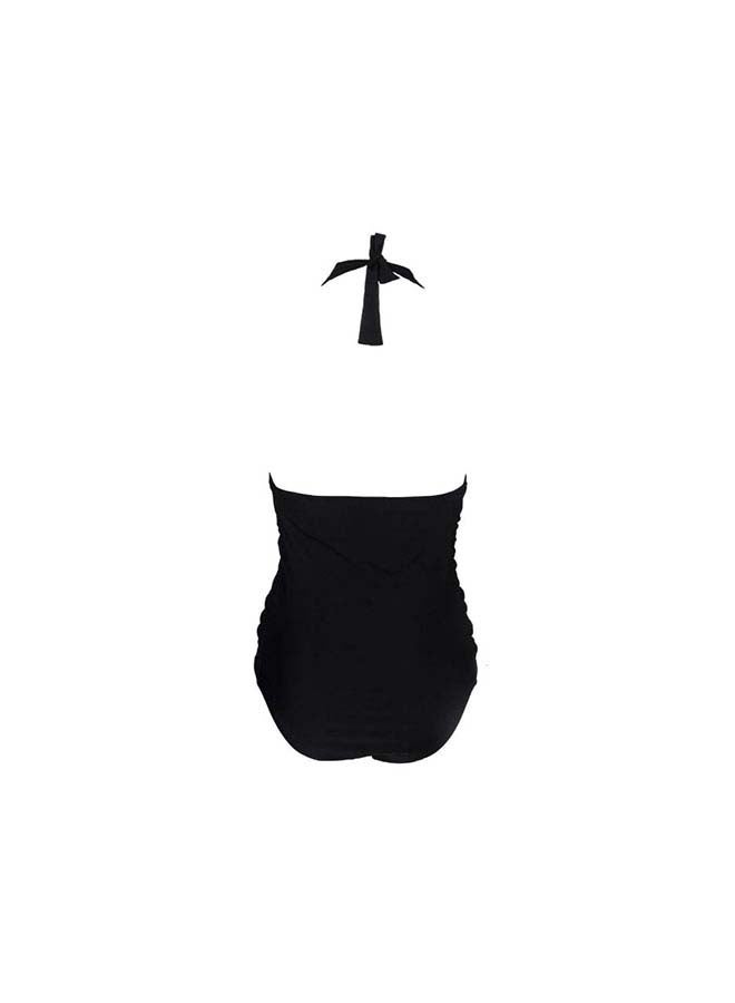 Solid Design Swimsuit Black