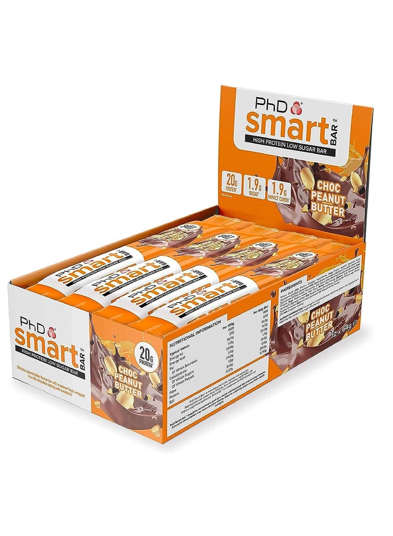 Smart Bar Choc Peanut Butter Pack Of 12 x 64g