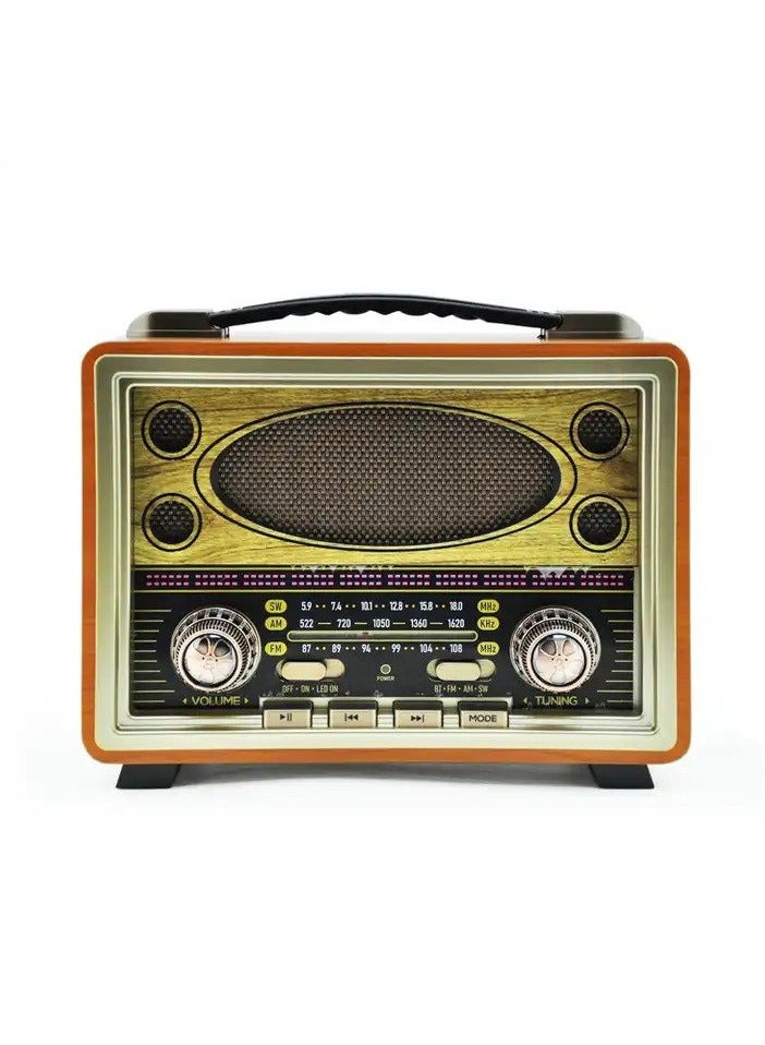 Meier M-2027BT: Portable Rechargeable Bluetooth Wooden Radio