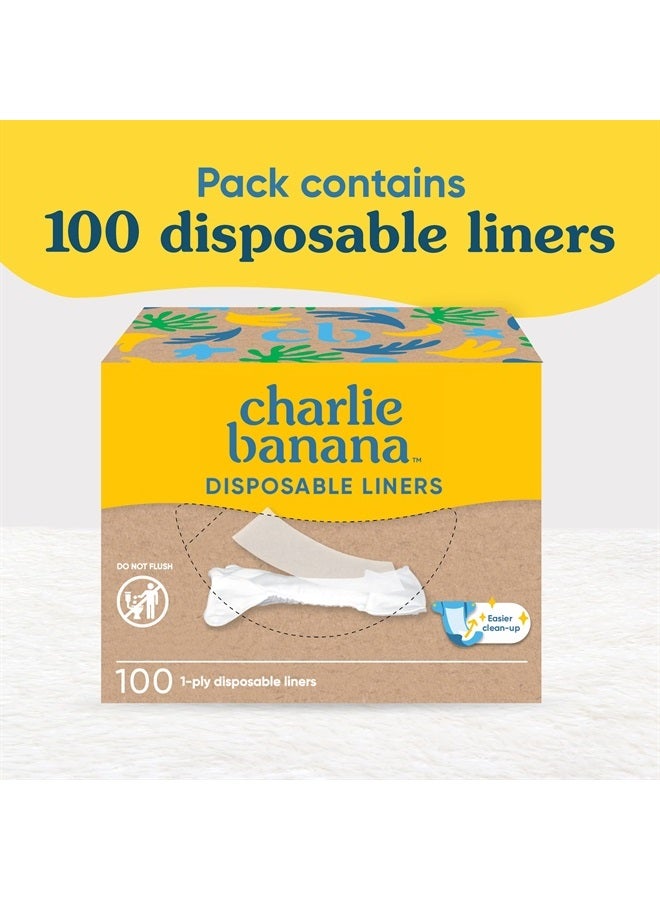 Charlie Banana Baby Disposable Cloth Diaper Liners and Baby Wipes, Unscented, 100 Count Pack