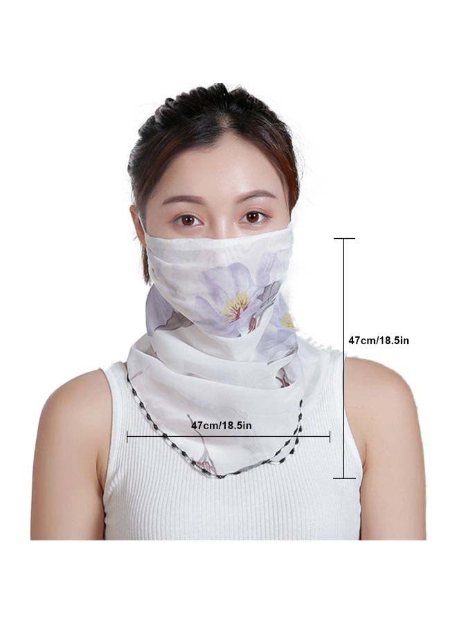 Floral Printed Ear Loop Neck Gaiter Black/White/Purple