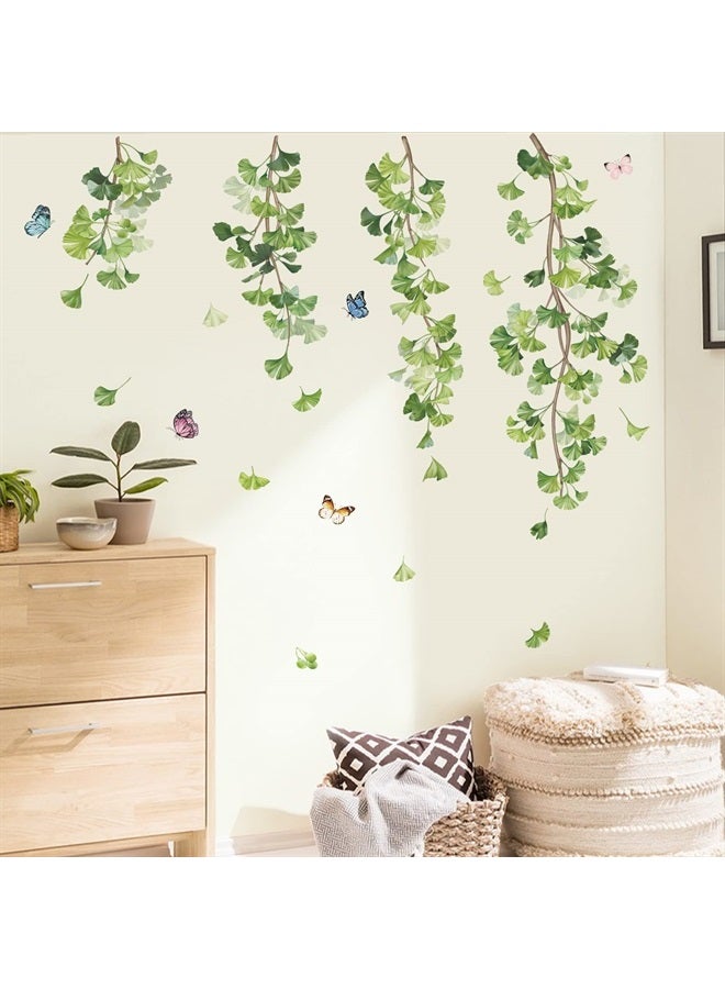 Hanging Green Leaves Wall Decals Ivy Vine Plants Wall Stickers Living Room Bedroom Sofa TV Background Wall Decor