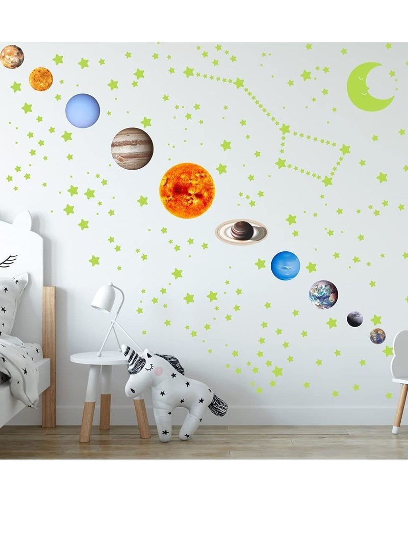 Glow in The Dark Stars for Ceiling Moon Wall Decals 525 Pcs Ceiling Kids Decors Perfect Nursery Bedroom Living Room Gift Boys and Girls