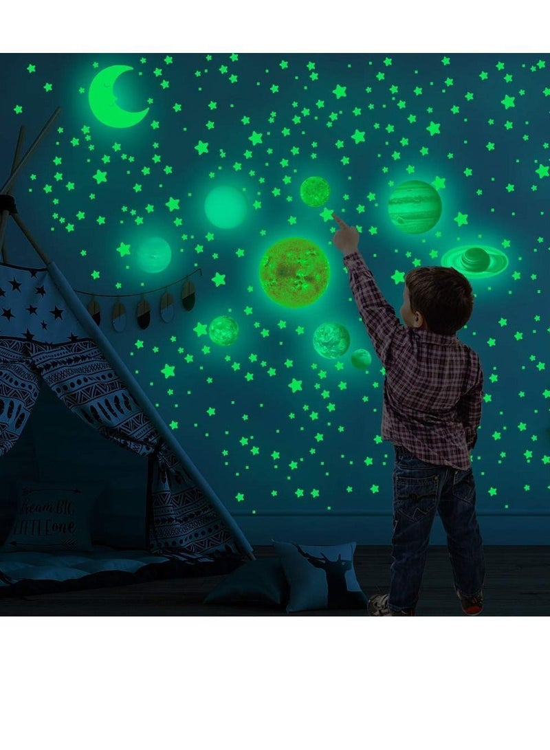 Glow in The Dark Stars for Ceiling Moon Wall Decals 525 Pcs Ceiling Kids Decors Perfect Nursery Bedroom Living Room Gift Boys and Girls