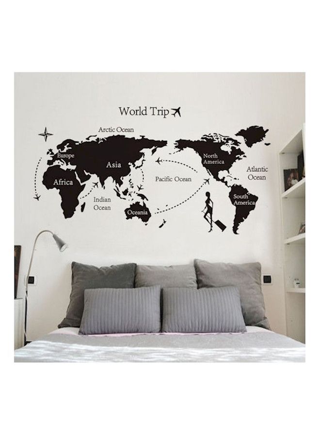 World Map Wall Decal Sticker Black