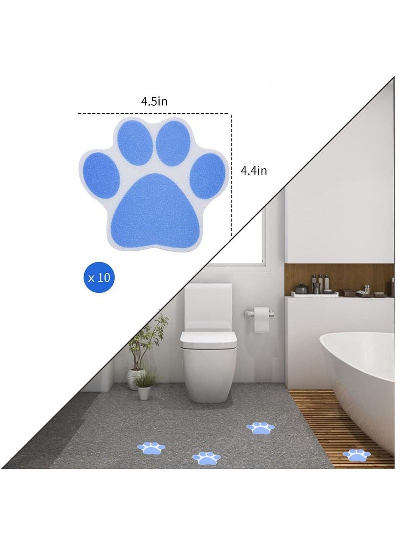 Non-slip Bathtub Stickers, 20pcs Adhesive Paw Print Bath Treads, Decals Add Non-Slip Traction to Tubs, Showers, Pools, Boats, Stairs with 1 PCS Scraper (Blue, 10 Large)