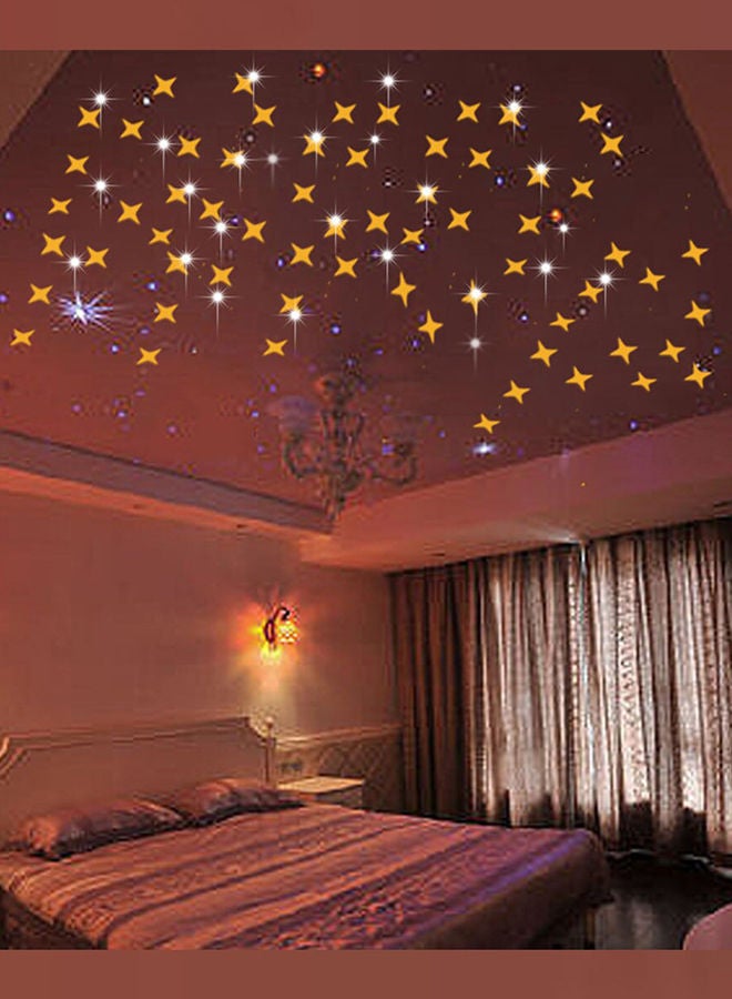 3D Stars Design Living Room Mirror Sticker Gold 60 x 90cm