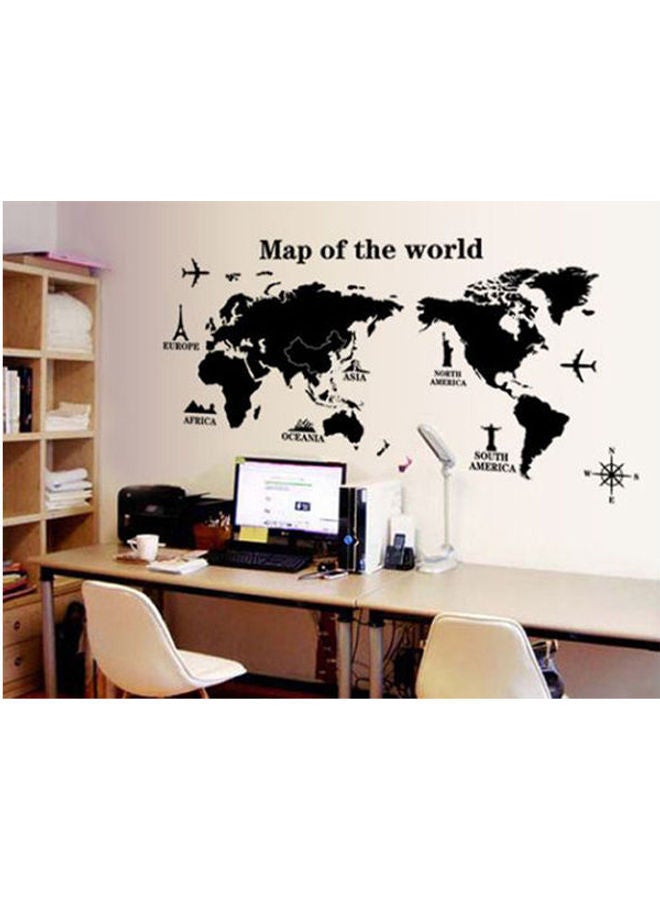 World Map Removable Pvc Wall Sticker Home Decor Decals For Sofa Living Room Grass Backgroud Black 60*90cm