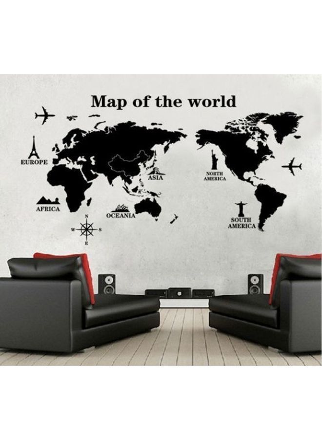 World Map Removable Pvc Wall Sticker Home Decor Decals For Sofa Living Room Grass Backgroud Black 60*90cm