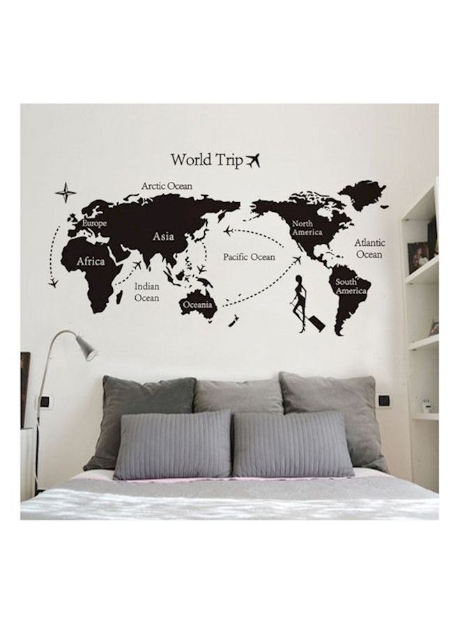 World Map Wall Decal Sticker Black  60*90cm