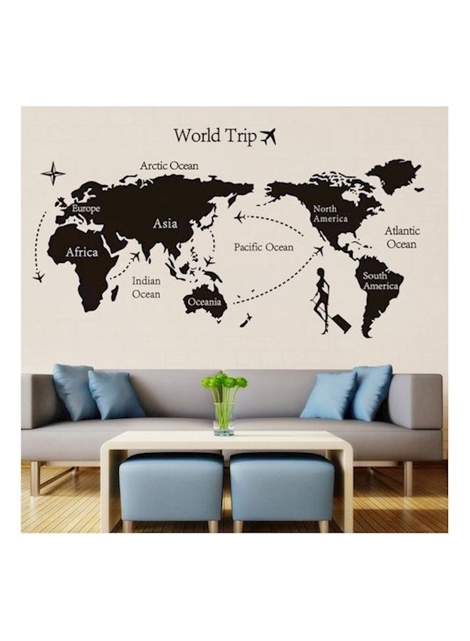 World Map Wall Decal Sticker Black  60*90cm