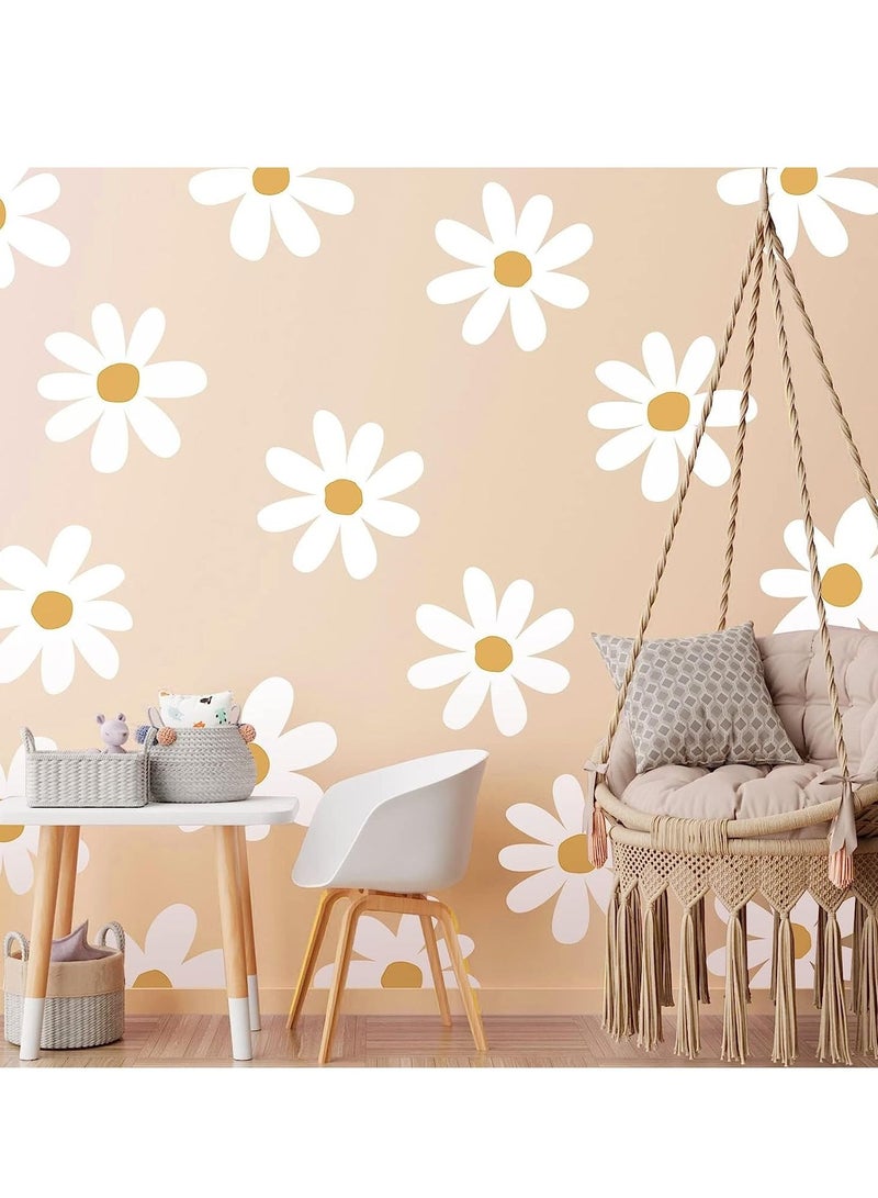 Wall Decals, 12 Sheets Daisy Decals White, Flower Stickers Big Peel and Stick Floral for Kids Girls Nursery Playroom Bedroom Living Room Decor