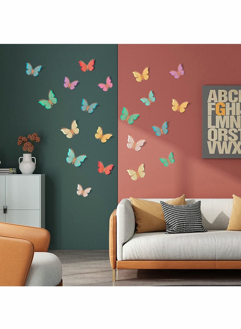 3D Butterfly Wall Decor, 36 Pcs Decorations Double Layers Stickers for Party Baby Show Wedding Decor Room Dcor DIY Gift (Multiple Colors Randomly)