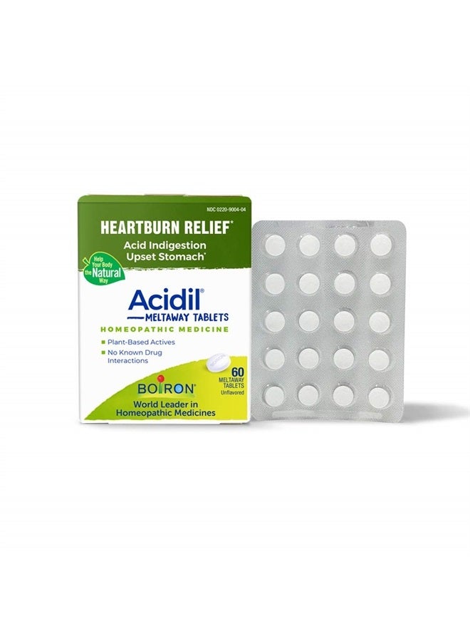 Acidil for Relief of Acid Reflux, Heartburn, Indigestion, and Upset Stomach - 60 Count