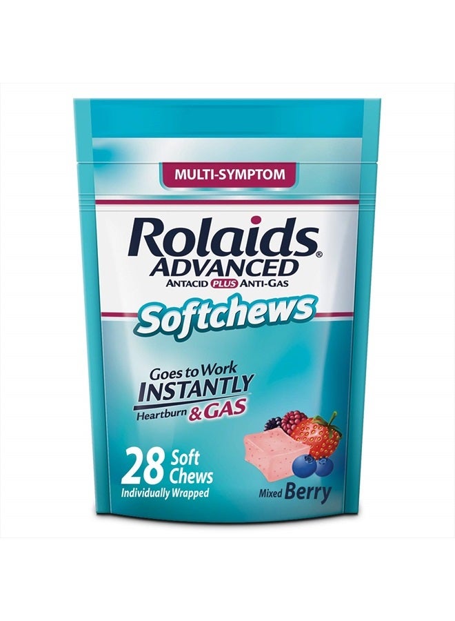 Advanced Antacid Plus Anti-Gas Softchews, 28 Count, Mixed Berry, Heartburn and Gas Relief