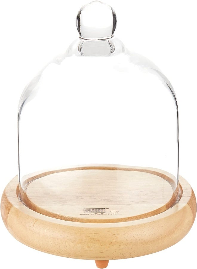 Billi Wooden Cheese Dome With Glass Lid Gw-927, Multi-Colour