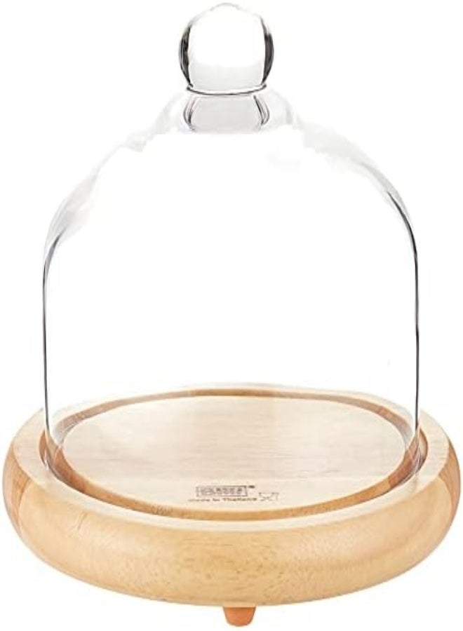 Billi Wooden Cheese Dome With Glass Lid Gw-927, Multi-Colour