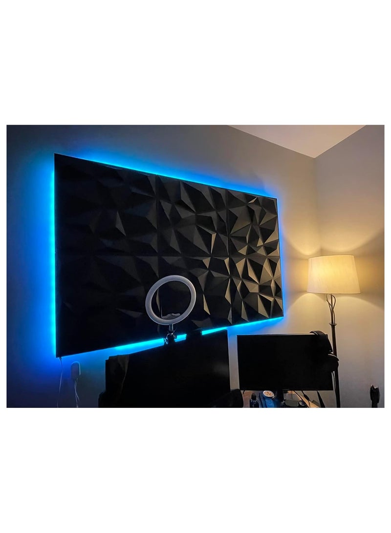 12 PCS 3D Wall Panels 3D Diamond Texture Wall Panels PVC Wallpaper Panels Wall Decoration Covering 50x50CM Black