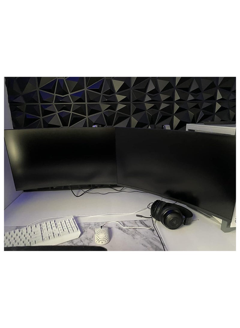 12 PCS 3D Wall Panels 3D Diamond Texture Wall Panels PVC Wallpaper Panels Wall Decoration Covering 50x50CM Black