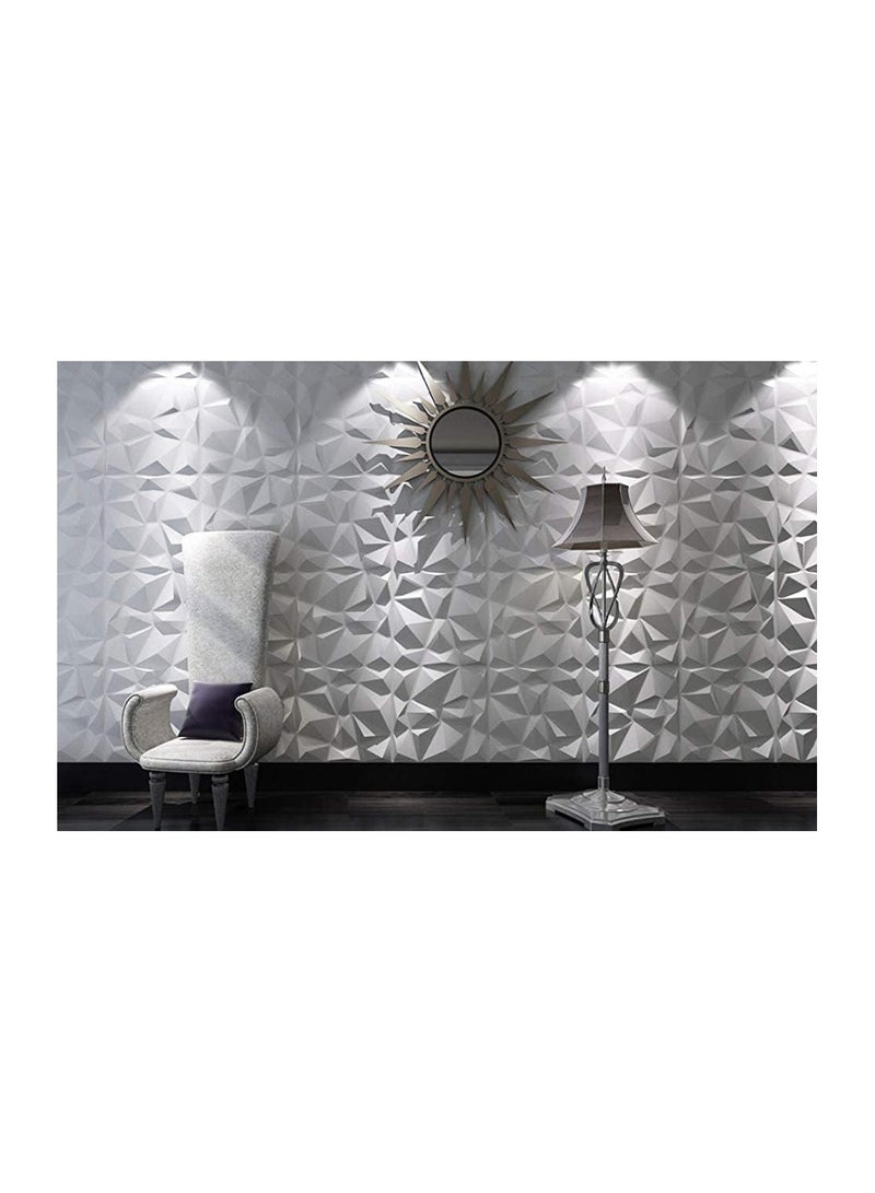 12 PCS 3D Wall Panels 3D Diamond Texture Wall Panels PVC Wallpaper Panels Wall Decoration Covering 50x50cm White