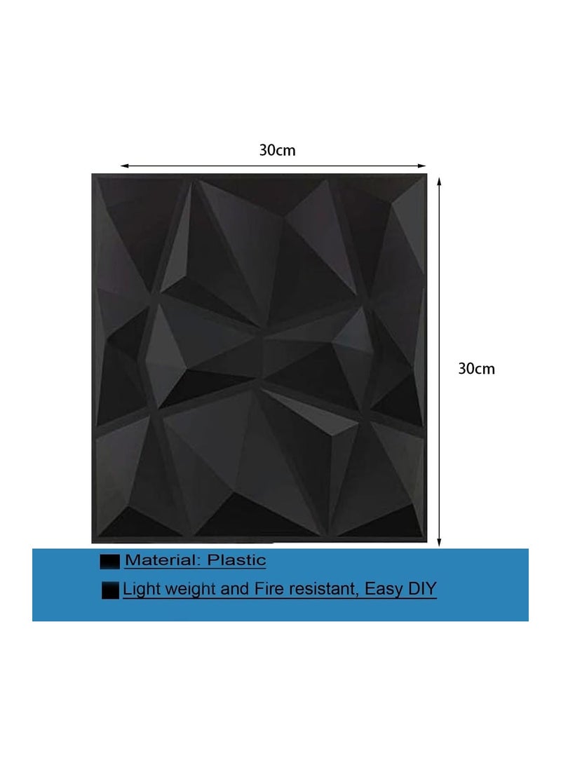 12 PCS 3D Wall Panels 3D Texture Wallpaper Panel Diamond Design Decorative Wall Covering 30x30cm Black