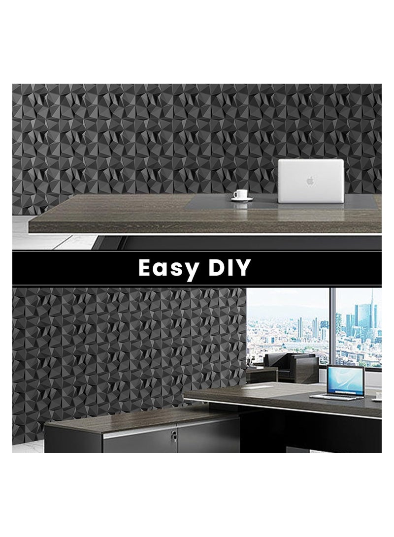 12 PCS 3D Wall Panels 3D Texture Wallpaper Panel Diamond Design Decorative Wall Covering 30x30cm Black