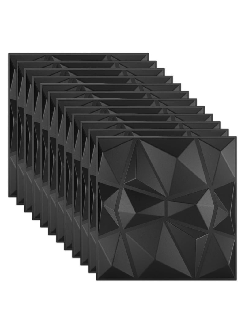12 PCS 3D Wall Panels 3D Texture Wallpaper Panel Diamond Design Decorative Wall Covering 30x30cm Black