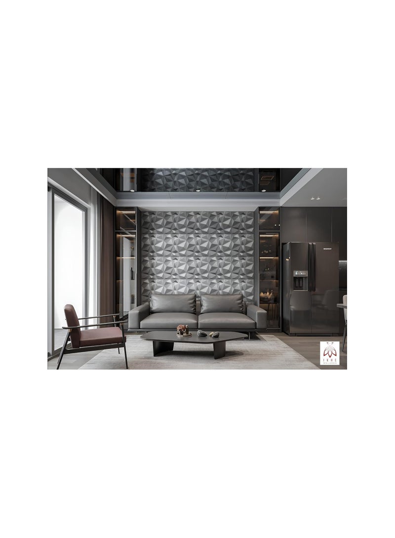 12 PCS 3D Wall Panels 3D Diamond Texture Wall Panels PVC Wallpaper Panels Wall Decoration Covering 50x50cm Silve