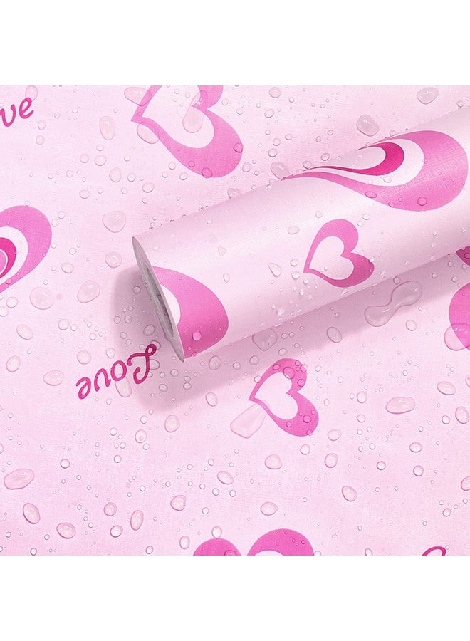 Wall Stickers Wallpaper Bedroom Interior (45 X 500 Cm) Decoration Love Design With Hearts Romantic Diy Selfadhesive Pink