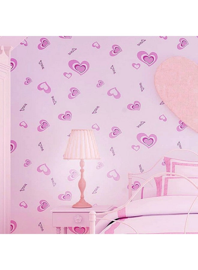 Wall Stickers Wallpaper Bedroom Interior (45 X 500 Cm) Decoration Love Design With Hearts Romantic Diy Selfadhesive Pink