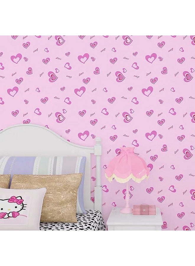 Wall Stickers Wallpaper Bedroom Interior (45 X 500 Cm) Decoration Love Design With Hearts Romantic Diy Selfadhesive Pink