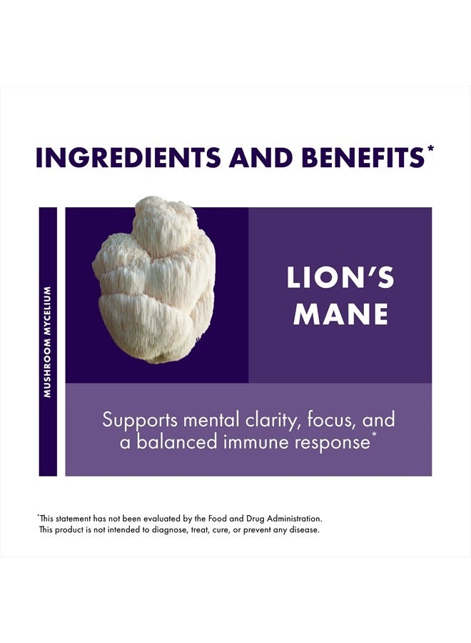 Lion's Mane Powder - Brain Health Support Supplement - Mushroom Supplement to Support Focus & Memory Function - Immune & Nervous System Support Supplement - 3.5 oz (66 Servings)*