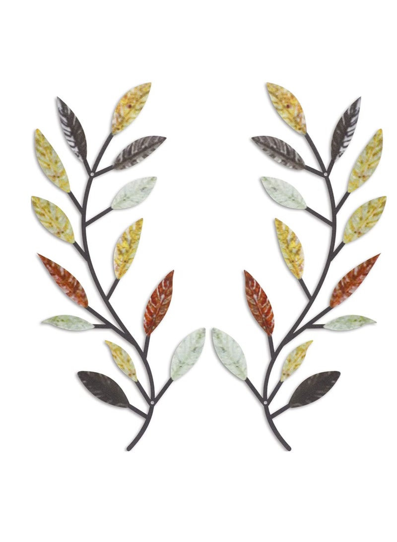 Metal Tree Leaf Wall Decor(Multicolor 2 Pcs)