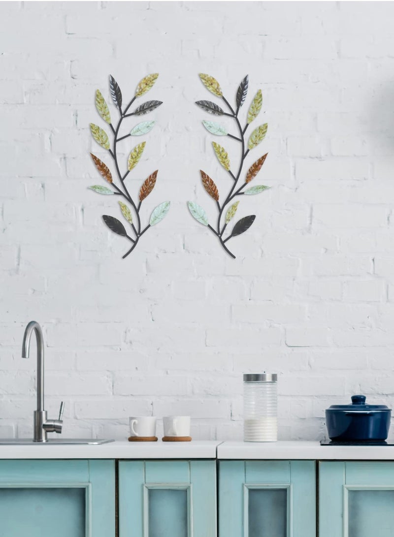 Metal Tree Leaf Wall Decor(Multicolor 2 Pcs)