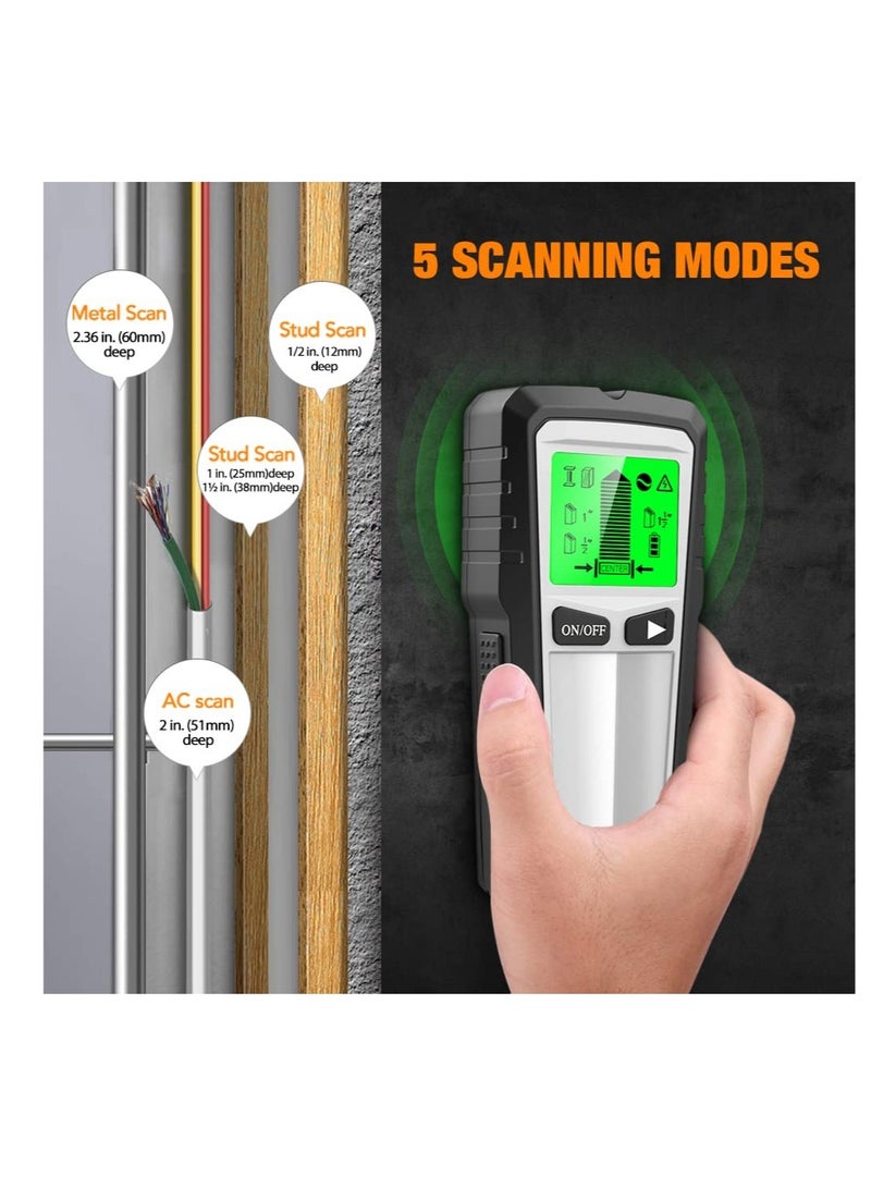 Stud Finder, Wall Scanner, 5 IN 1 Electronic Stud Sensor, with HD LCD Display, Beam Finder, for The Center and Edge of Wood, AC Wire, Metal and Studs Detection