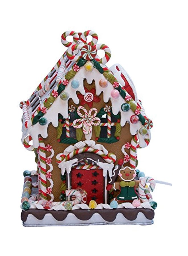 Claydough And Metal Candy House White/Brown/Red 8.625inch