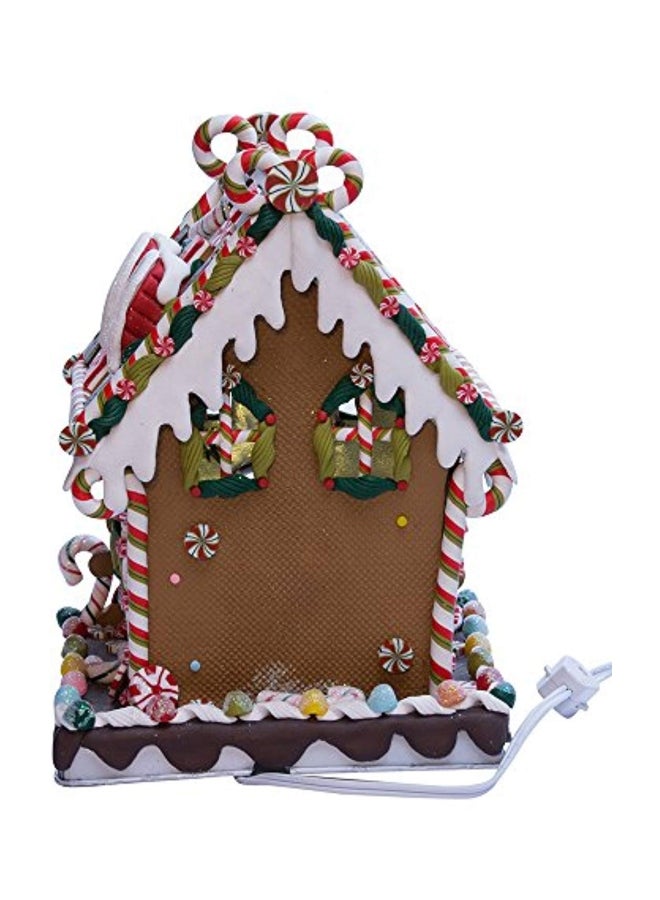 Claydough And Metal Candy House White/Brown/Red 8.625inch