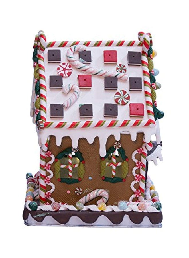 Claydough And Metal Candy House White/Brown/Red 8.625inch