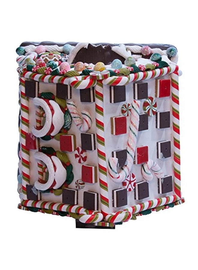 Claydough And Metal Candy House White/Brown/Red 8.625inch