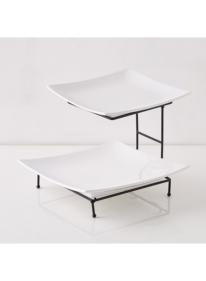 3-Piece Nova 2-Tier Serving Set White 30x25x35cm