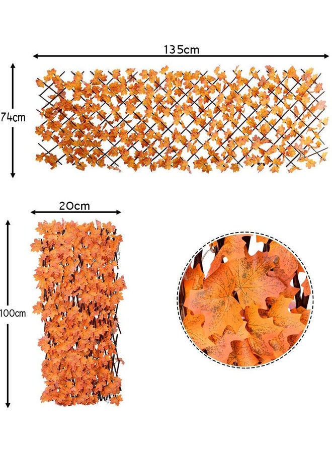 2-Piece Expandable Faux Fencing Panel With Artificial Leaves Orange 100x20x3cm