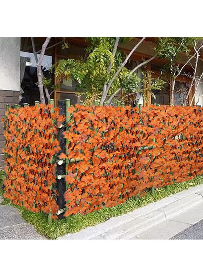 2-Piece Expandable Faux Fencing Panel With Artificial Leaves Orange 100x20x3cm