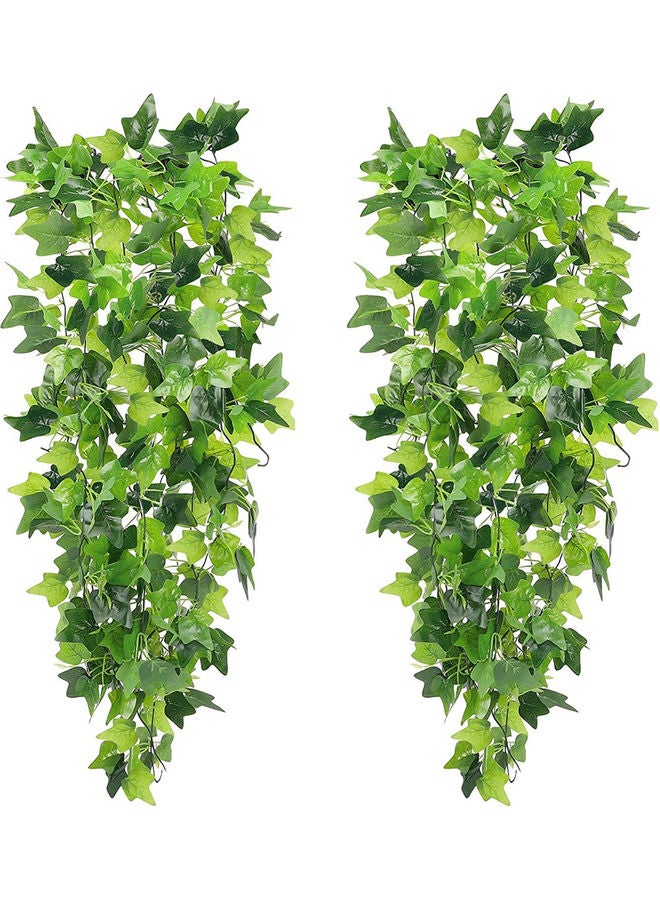 2-Pieces Artificial Hanging Plants Green 100x25x25cm