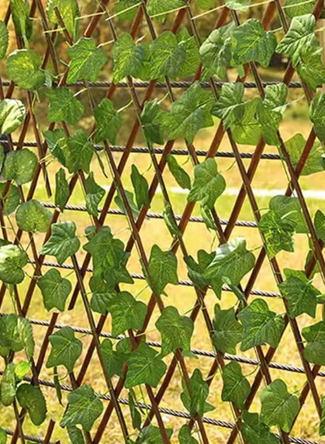 3 Piece Extandable Faux Fencing Panel With Artificial Green Leaves