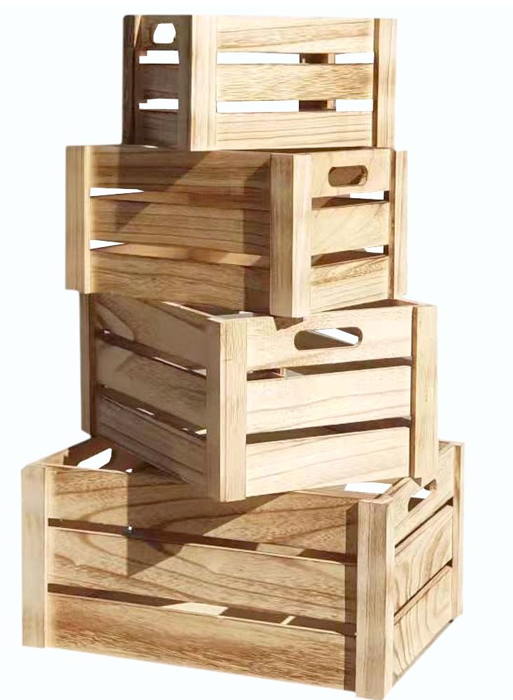 LINGWEI Decorative Wooden Storage Crates 4 piece Set