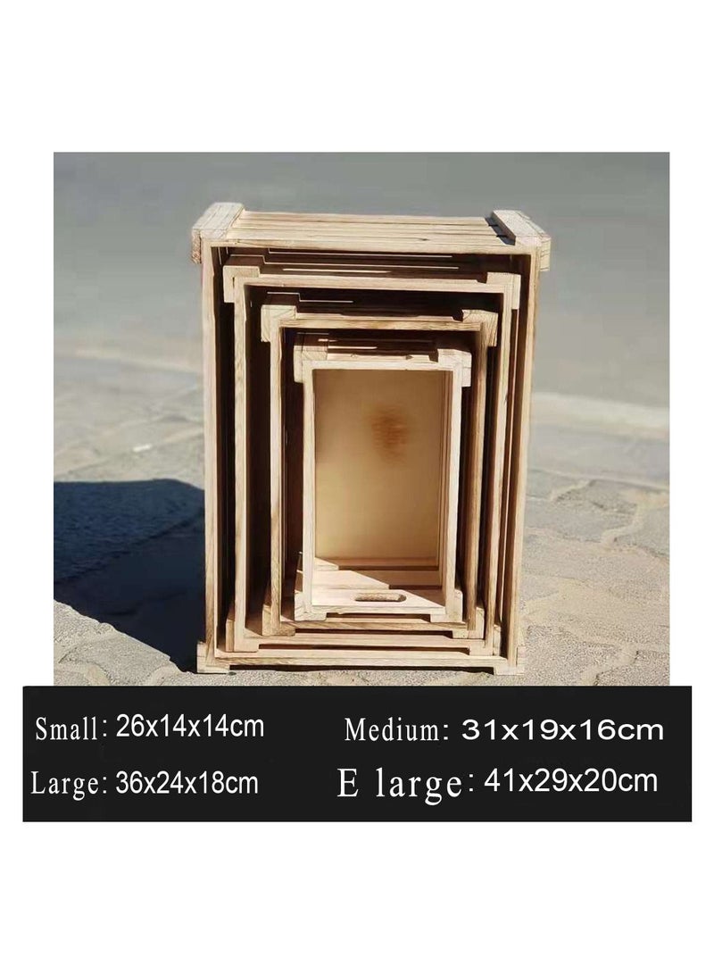 LINGWEI Decorative Wooden Storage Crates 4 piece Set