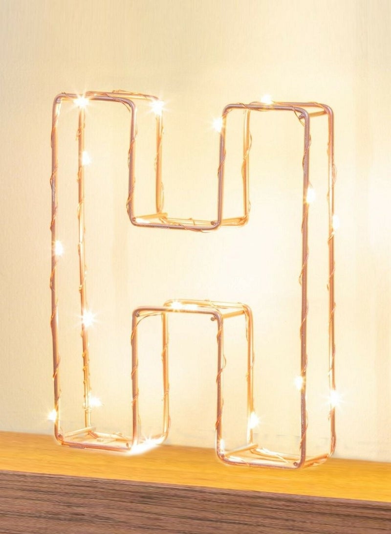 Golden Letter H Glowing with LED Lights 25cm